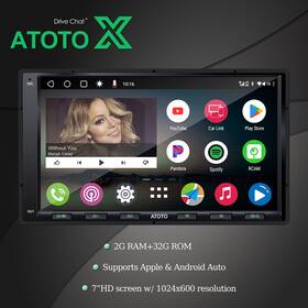 Xema6c16g2a7pf60 Atoto X 7inch Carplay Wireless Stereo Double-din Android Radio With Drivechat 2g 32g Gps