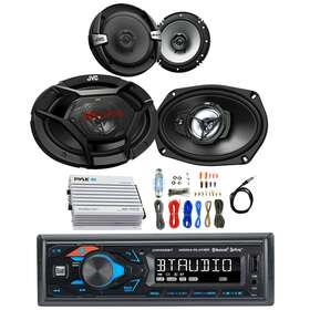 Dual Electronics 709016566110 Bluetooth Stereo Jvc 6.5 Inch And 6x9 3-way Speakers Amp Kit