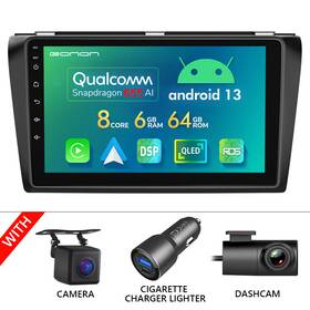 St3cvram3bka12susebm1 Eonon Cam Dvr 9 Inch Android 13 6 64 Car Radio Stereo Gps Carplay Dsp For 2004-2009 Mazda3