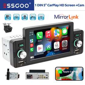 Sw160c Essgoo Single 1 Din Carplay Radio Car Stereo Head Unit Hd Bluetooth Fm With Camera