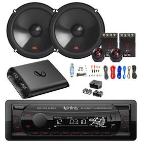 Infinity-jbl 027581623237 Single Din Mp3 Receiver 2x 6.5 Inch 250w Speakers Amp With Kit Power Block
