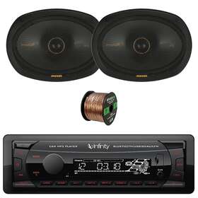 Alpha100-47ksc6904-eb16g50ft Infinity-kicker Alpha 100 Bluetooth Fm Radio Receiver 2x 6x9 Inch 150w Car Speakers Wire