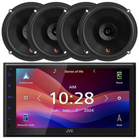 Kwm695bw-2infspkpr603f Jvc-infinity 1-din Bluetooth Car Radio 4x 6.5 Inch 150w Max Multi-element Speakers