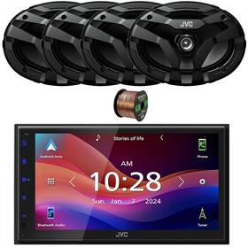 Kwm695bw-2csdf6920-eb16g50ft Jvc Single-din Bluetooth Mp3 Receiver 4x 6x9 Inch 400w Max 2-way Car Audio Speakers