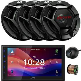 Kwm695bw-2csdr621-kvcm40u Jvc 1-din Bluetooth Receiver 4x 6.5 Inch 300w Max Speakers With Wire Rear View Camera