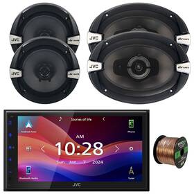 Kwm695bw-csdr162-csdr693 Jvc Single-din Radio 2x 6.5 Inch 300w Max Speakers 6x9 500w 3-way