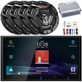 Jvc Kwm795bw-2csdr6200m-plmra400 Apple Carplay Receiver 4x 6.5 Inch 150w Waterproof Speakers Amplifier With Kit