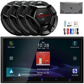 Jvc Kwm795bw-2csdr621-m704a 6.92 Inch Hd Screen Receiver 4x 6.5 300w Max 2-way Speakers Amplifier With Kit