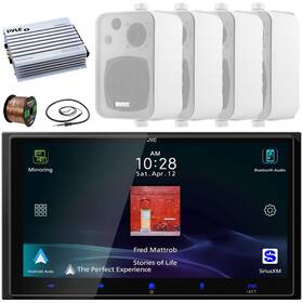 Jvc Kwm795bw-2ekmr408w-plmra400 Usb Car Receiver 4x 4 Inch 30w In Door/out Door Box-speakers 4ch Amplifier