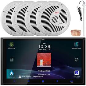 Jvc Kwm795bw-2plmr60w-eb18g50ft Digital Media Radio Receiver 4x 6.5 Inch 150w Full Range Speaker Antenna Wire