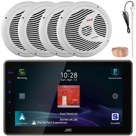 Jvc Kwz900w-2plmr60w-eb18g50ft Bluetooth Siriusxm Ready Receiver 4x 6.5 Inch 150w Full Range Dual Cone Speaker