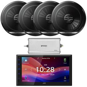 Kwm695bw-2tsg1620f-eea720.4 Jvc-pioneer-enrock 1-din Bluetooth Mp3 Stereo 4x 6.5 Inch 300w Max Speakers 4 Channel Amplifier