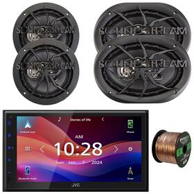 Kwm695bw-ps65-ps69-eb16g50ft Jvc-sounstream 1-din Bluetooth Receiver 2x 6.5 Inch 4-way Speakers 6x9 500w Max