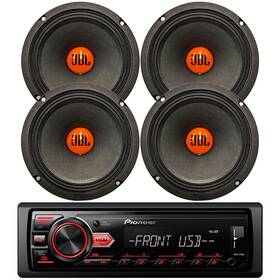 Mvhs85-4xspksw150w65 Pioneer Jbl 1din Receiver With 4x 6.5 Inch 300 Watt Max Midrange Woofer Car Audio Speakers