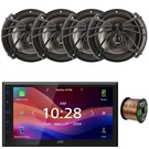 Jvc Single-din Bluetooth Receiver, 4X 6.5" 300W Car Speakers W/50 Feet Wire. Fixed Price $410.49.