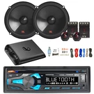 Dual Single-din Bluetooth Receiver, 2X 6.5" 250W Component Speakers, Amp W/kit. Fixed Price $237.99.