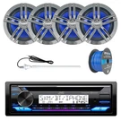 Jvc KD-T92MBS Single Din Marine Cd Receiver, Antenna, Wire, 4X 6.5" 180W Speaker. Fixed Price $301.99.