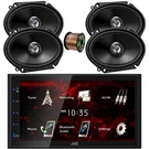 Jvc In-dash 2DIN 6.8" Touchscreen Usb Receiver, 4X 6X8" 300W Car Speakers, Wire. Fixed Price $308.99.