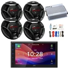 Jvc 1-DIN Bluetooth MP3 Radio, 4X 6.5" 300W Max Speakers, Channel Amplifier. Fixed Price $504.49.