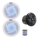 Pyle 4-CH Marine Bluetooth Controller, 2X 4" 100W Led Speakers (white),wire. Fixed Price $153.99.